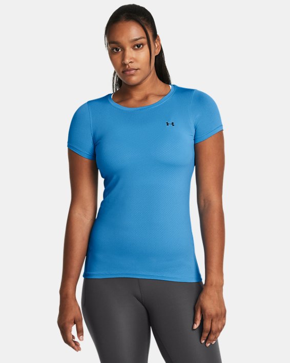 Women's HeatGear® Armour Short Sleeve in Blue image number 0